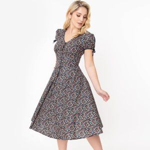 Multicolor Floral Garden Print Dora Swing Dress